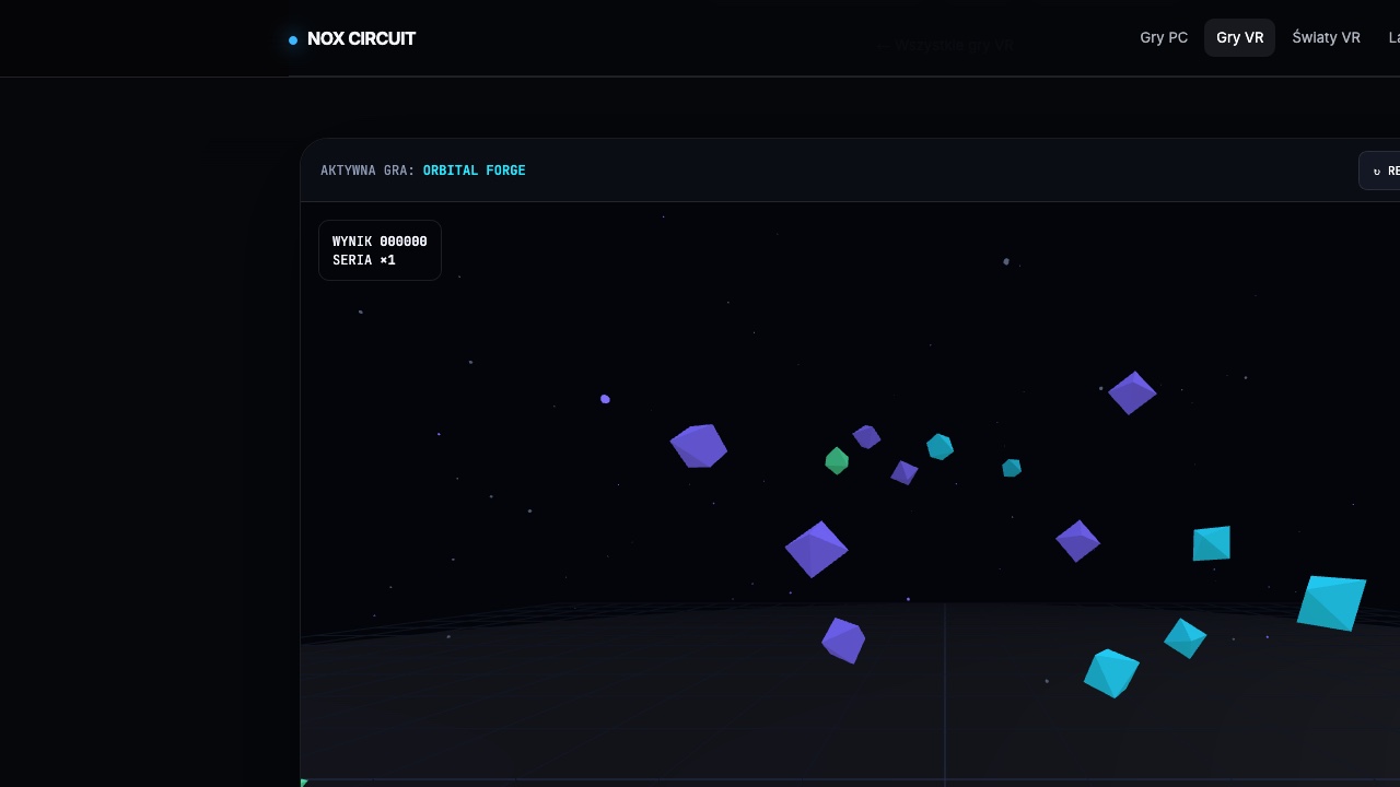 Gameplay Orbital Forge — kolorowe kryształy energii